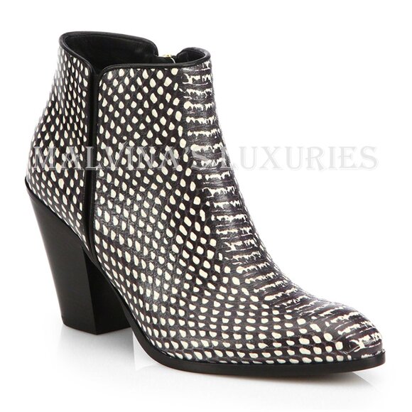 GIUSEPPE ZANOTTI BOOTS SNAKE EMBOSSED LEATHER ANKLE BOOTIES sz IT 39 US 9 - Picture 5 of 7